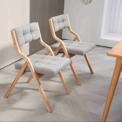 Folding Chair with Cushion, Wooden Upholstered Folding Chair 2pcs Set, Portable Assembled Folding Dining Chairs for Guests, Kitchen, Office, Wedding And Party, Gray