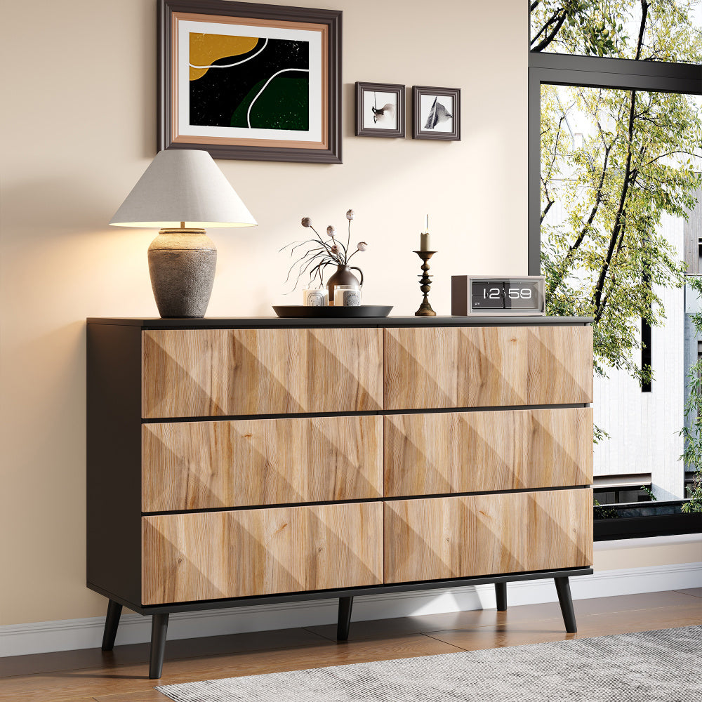 Dressoir – Sideboard – Opbergkast – Kast – Opbergmeubel – Modern Design – Verhoogde Deuren – Meerdere Lades – Ruimtebesparend – Zonder Elektriciteit – Natuurlijke Kleur