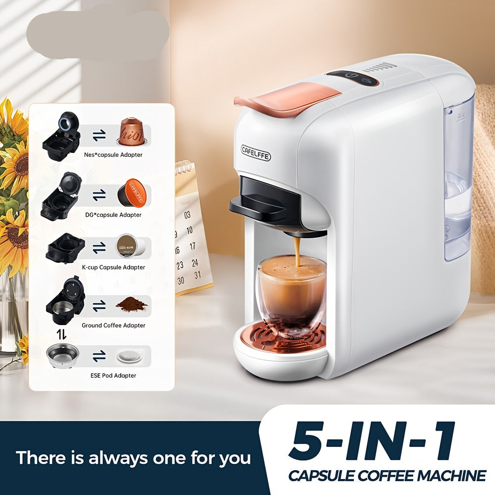 Multifunctionele Koffiemachine – Capsulemachine – Koffiezetapparaat – Espressoapparaat – Nespressomachine – Wit – 5-in-1 Functie – Werkt Zonder Elektriciteit