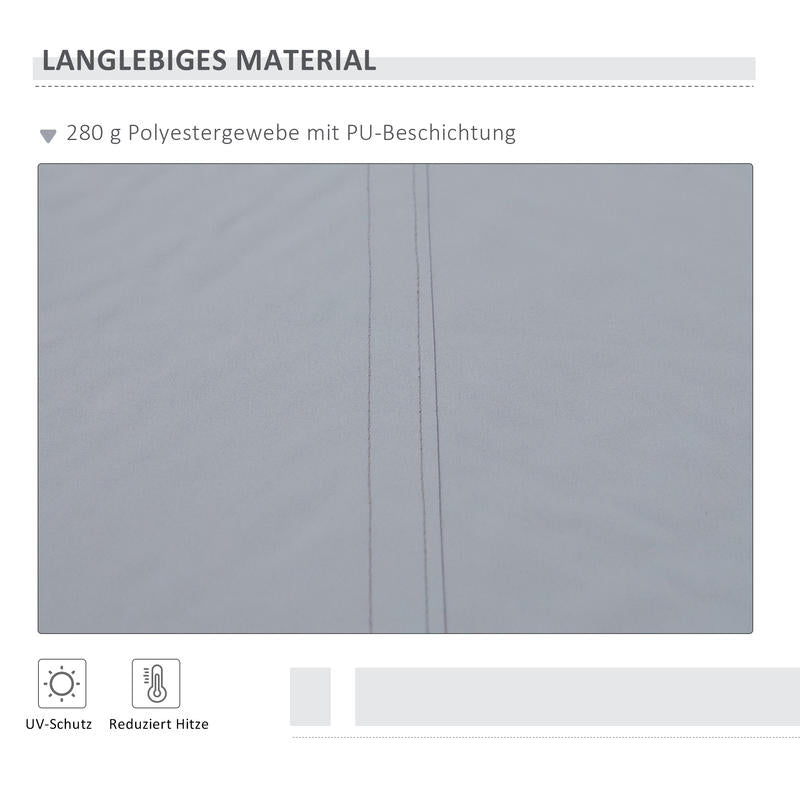 Awning, 3.95 x 2.45m, sun protection, retractable, with hand crank, metal frame, polyester, grey/ white, Outdoor Shade, Backyard Shelter, Sleek Shade, Retractable Awning, Reinforced Frame, Weatherresistant Fabric, Retractable