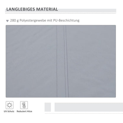Awning, 3.95 x 2.45m, sun protection, retractable, with hand crank, metal frame, polyester, grey/ white, Outdoor Shade, Backyard Shelter, Sleek Shade, Retractable Awning, Reinforced Frame, Weatherresistant Fabric, Retractable