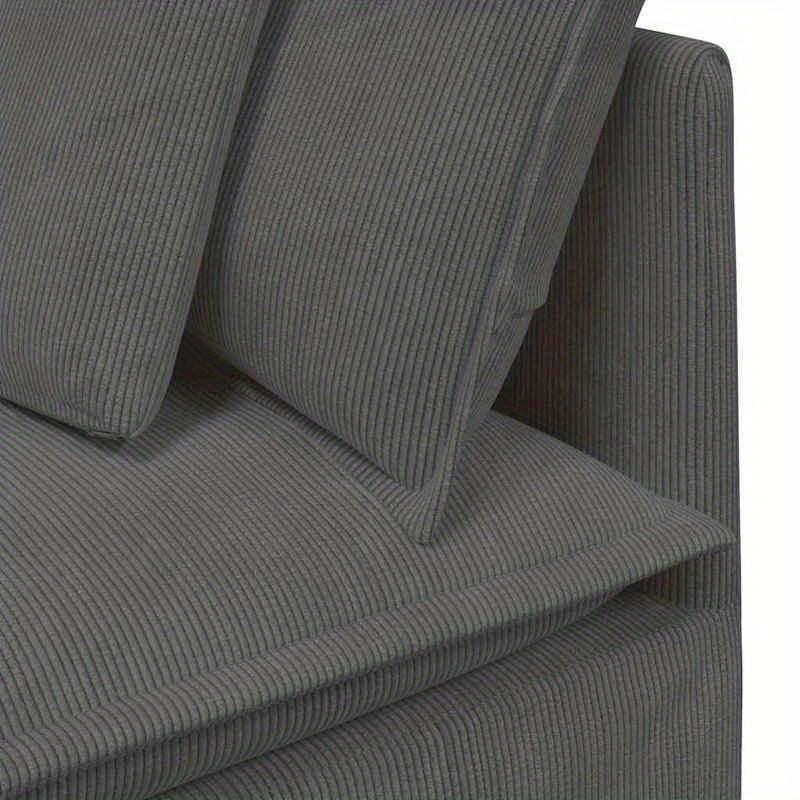 Modulaire Bank – Hoekbank – Zitbank – Modulair Sofa – Bankstel – Donkergrijs Corduroy – Stevige Houten Basis – Losse Kussens