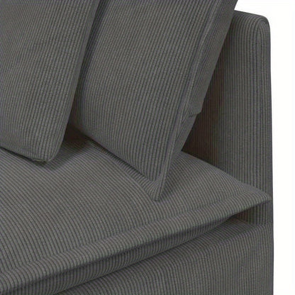Modulaire Bank – Hoekbank – Zitbank – Modulair Sofa – Bankstel – Donkergrijs Corduroy – Stevige Houten Basis – Losse Kussens
