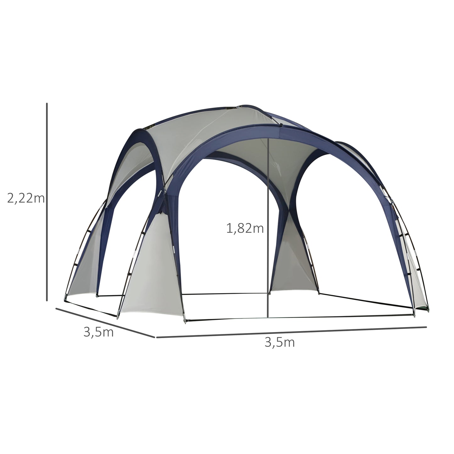 Tent – Koepeltent – Kampeertent – Partytent – Paviljoen – 6-8 Personen – Ruim 3,5x3,5m – Waterafstotend Crème Wit