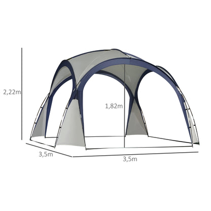 Tent – Koepeltent – Kampeertent – Partytent – Paviljoen – 6-8 Personen – Ruim 3,5x3,5m – Waterafstotend Crème Wit