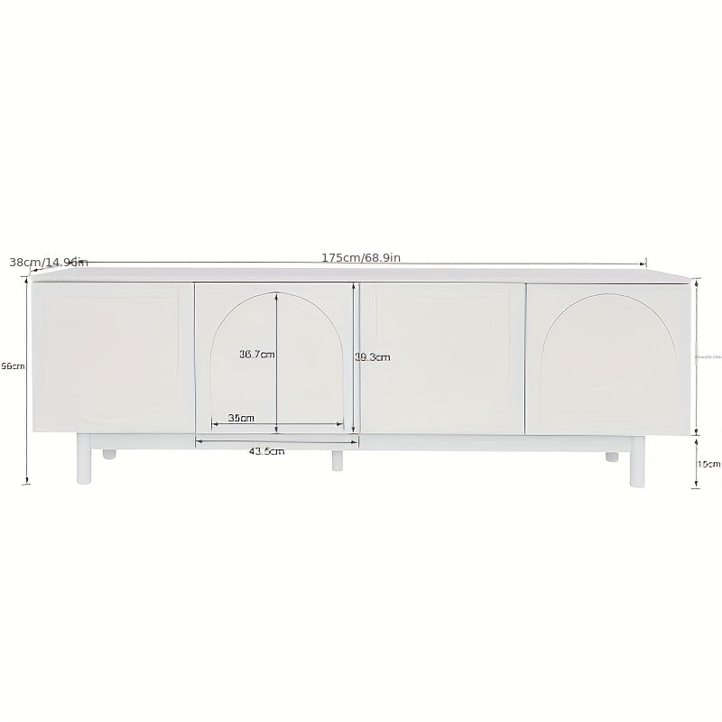 Bamboe TV-meubel – Tv Meubel – Tv Kast – Tv Dressoir – Tv Unit – Wit – Verstelbare Planken – Lichtgewicht Laag Design