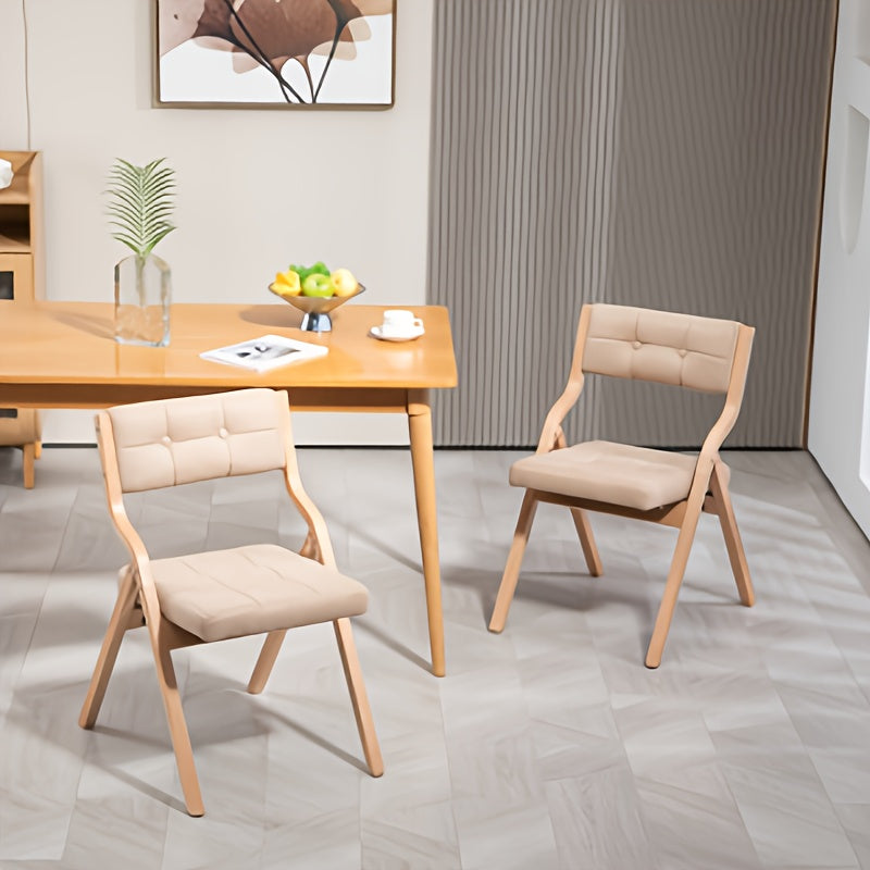 2-Pack Folding Chairs with Cushions - Heavy-Duty Metal Frame & Khaki Cushioned Seats, Space-Saving Folding Mechanism, Easy Assembly for Indoor/ Use - Modern Beige/ Brown Folding Dining Chairs for Weddings, Parties, Offices, B