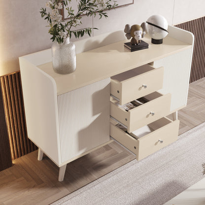 Dressoir – Sidetable – Opbergkast – Wandmeubel – Ladekast – Modern Design – Houtnerf Finish – 117,5 cm Breed – Drie Lades Met Verstelbare Planken