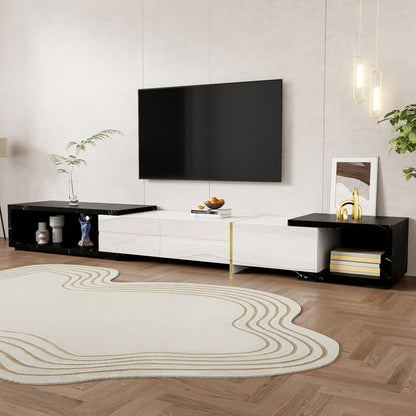 This TV Stand, Adjustable in Length from 140 to 260 Cm, Offers Flexibility to Fit Your Space. It Features a Rotating Function And Merges Contemporary Design with Practical Use, Enhancing The Style of Your Living Room While Se