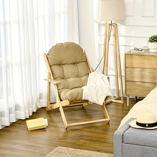 Massagestoel – Relaxstoel – Stoel – Lounge Chair – Inklapbare Fauteuil – Bamboe Frame – Handmatige Verstelling – Compact & Comfortabel – Geel Katoen