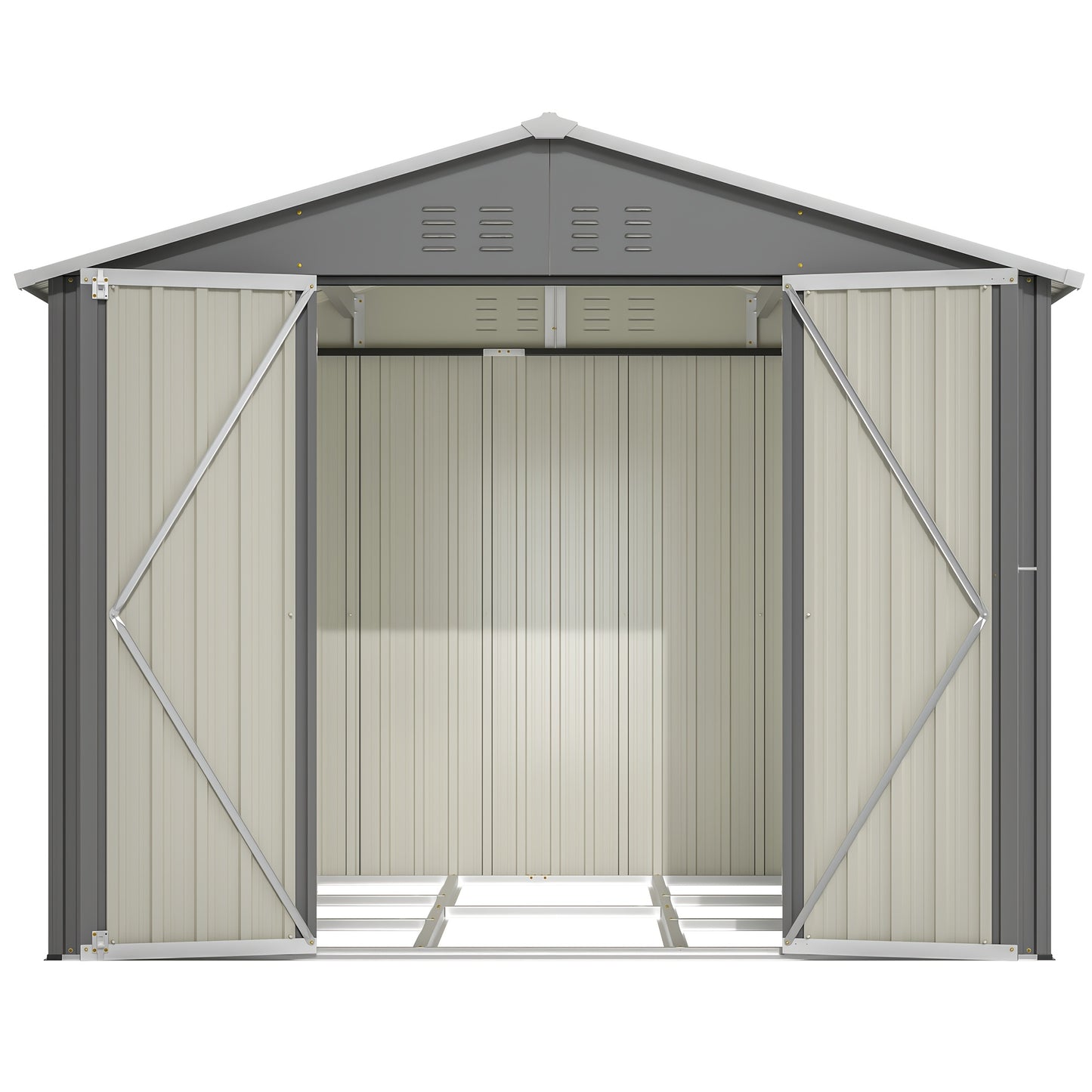 Tuinhuisje – Tuinschuur – Berging – Gereedschapsschuur – Metaal – Weerbestendig Staal – Ventilatie – Met Slot – 244x183 cm – Grijs