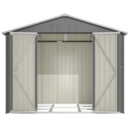 Tuinhuisje – Tuinschuur – Berging – Gereedschapsschuur – Metaal – Weerbestendig Staal – Ventilatie – Met Slot – 244x183 cm – Grijs