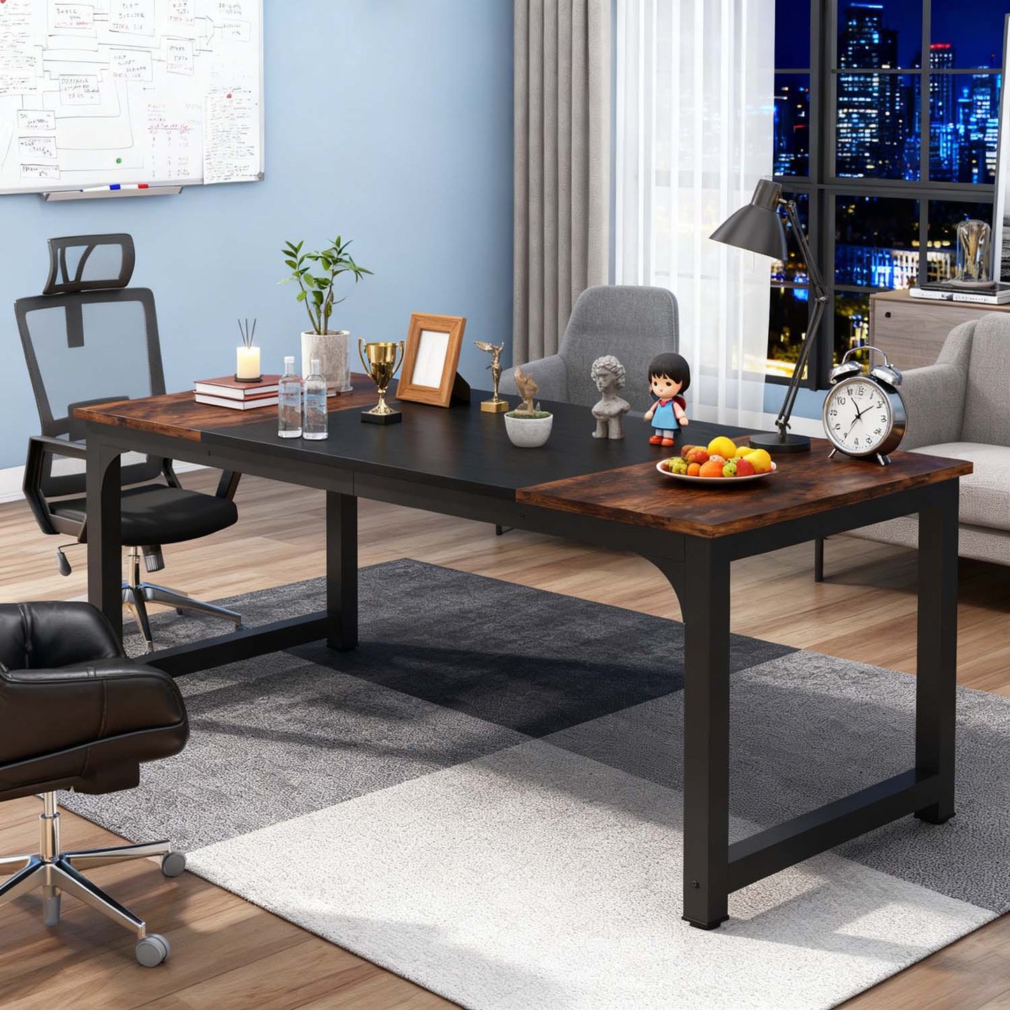 Industrial 180x80x75cm Office Computer Desk, Large PC Work Table for Study, Gaming or Dining, Easy to Assemble, Great for Christmas Decorations & Holiday Home Office Use