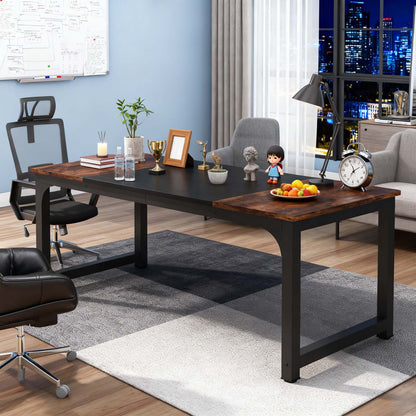 Industrial 180x80x75cm Office Computer Desk, Large PC Work Table for Study, Gaming or Dining, Easy to Assemble, Great for Christmas Decorations & Holiday Home Office Use