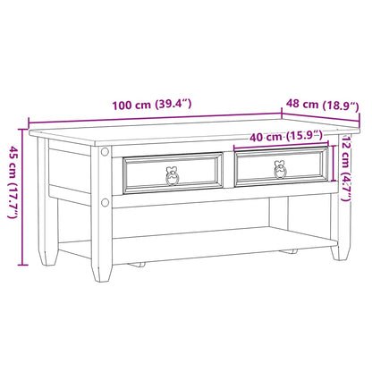Salontafel – Woonkamertafel – Koffietafel – Bijzettafel – Houten Tafel – Massief Grenenhout – 2 Lades Met Opbergruimte – Robuust En Stoer Design