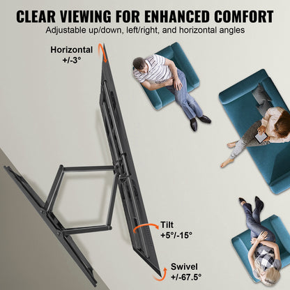 TV Beugel – TV Muurbeugel – Wandbeugel – Ophangbeugel – Bevestigingsbeugel – Volledig Verstelbaar – Carbon Staal Tot 75 KG – 37-90 Inch – VESA 600x400