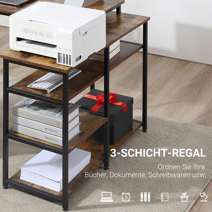 Hoekbureau – Hoekbureau Computerbureau – Bureau – Schrijftafel – L-vormig – Spaanplaat & Metaal – 135x90x79 cm – Met Opbergruimte