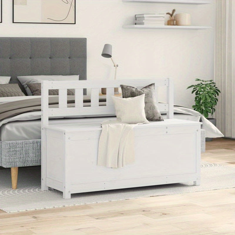 Bench 110X41X76.5 Cm Made of Solid Pine Wood in White. This Bench Is Ideal As a Shoe Stool in Your Hallway Or As a Storage Stool in Your Living Room.