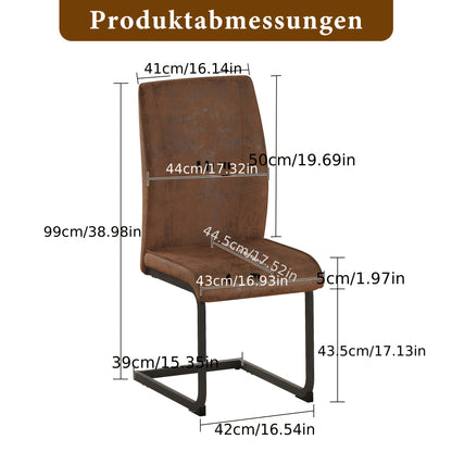 Eetkamerstoelen – Stoelen – Kuipstoelen – Set van 2 – Bruin vintage look – Suède-imitatie bekleding – Ergonomisch design – Comfortabel zitoppervlak