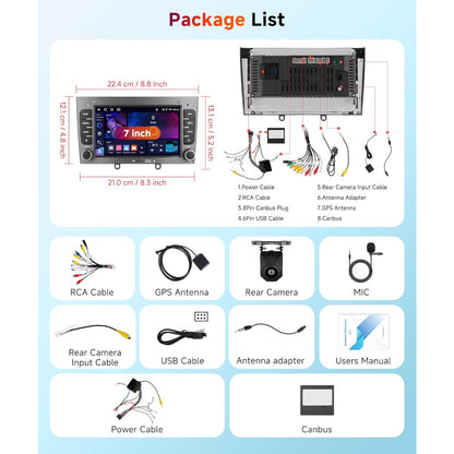Android Autoradio – Multimedia Speler – Navigatiesysteem – Touchscreen Radio – 7 Inch Display – Draadloos CarPlay & Android Auto – Inclusief AHD Achteruitrijcamera & Microfoon