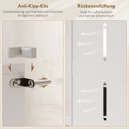 Schoenenrek – Schoenenkast – Schoenopberger – Schoenstelling – Schoenenplank – Wit Houten 5-Lagen – Verstelbare Planken – Geschikt Voor 20 Paar Schoenen