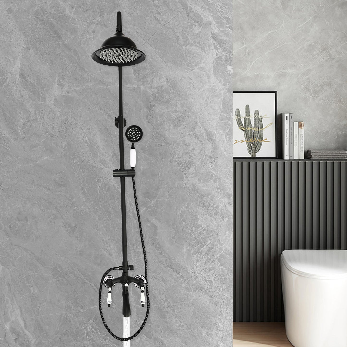 Retro Douche Set – Handdouche – Regen Douche – Thermostaatkraan – Badkamerkraan – RVS – Wandmontage – Verstelbare Temperatuur – Duurzaam Design