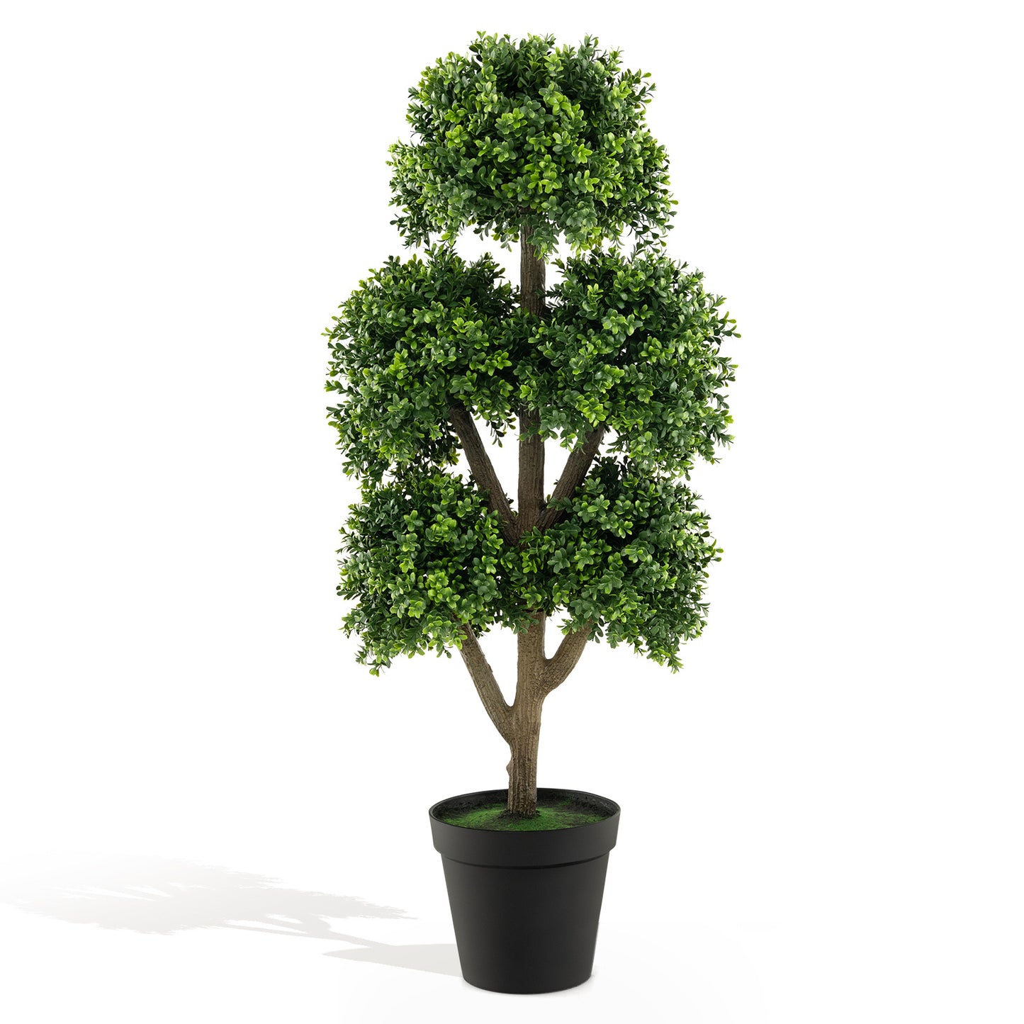 Kunstbuxus bol – Kunstplant – Buxusbol – Sierplant – Kunstboom – Onderhoudsvrij – 114 cm Hoog – Realistische PE Bladeren – Cementgevulde Stabiele Pot