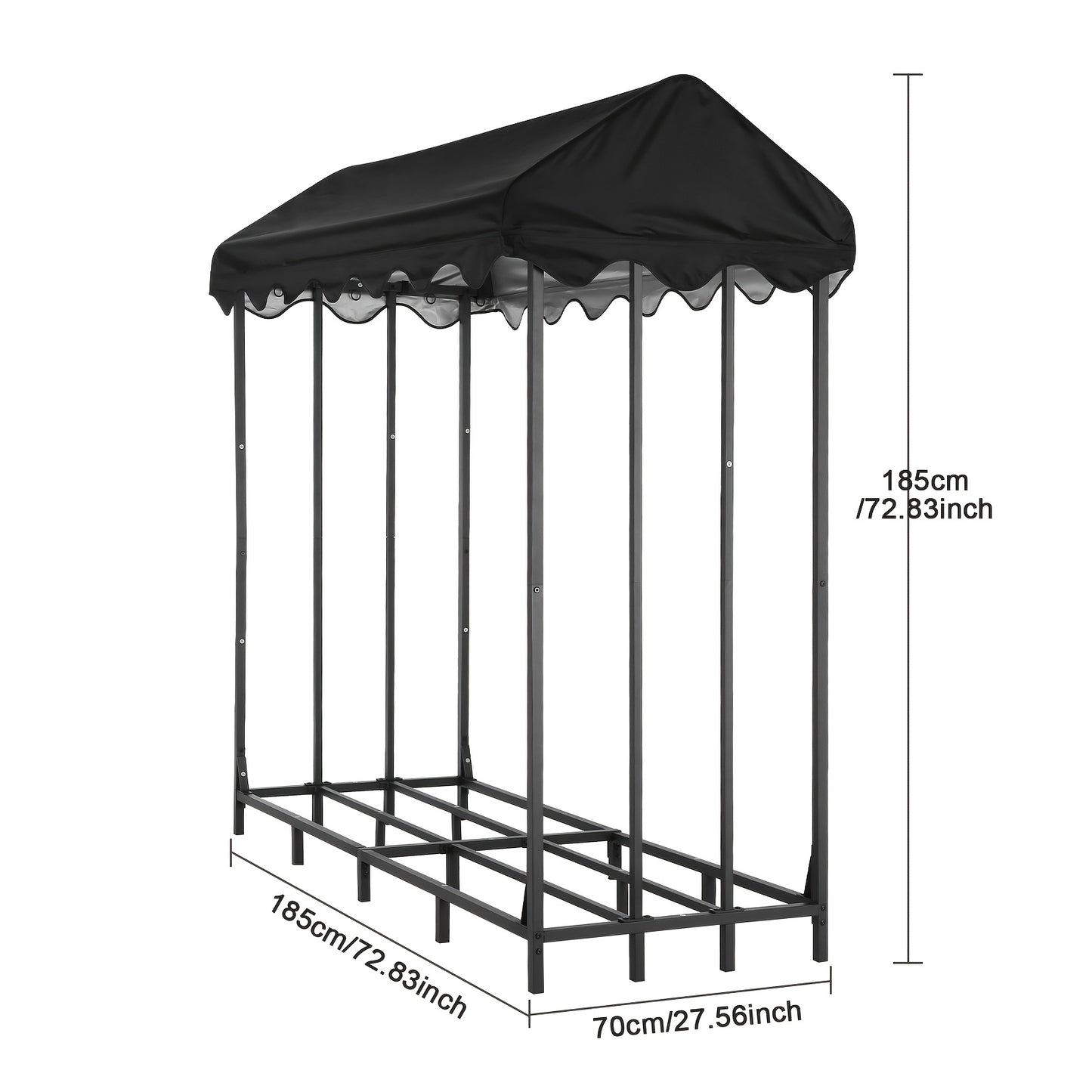 Brandhoutrek – Houtopslagrek – Houtberging – Buitenhoutrek – Buitenberging – XXL Formaat 185x185x70 cm – Roestvrij Gepoedercoat Staal