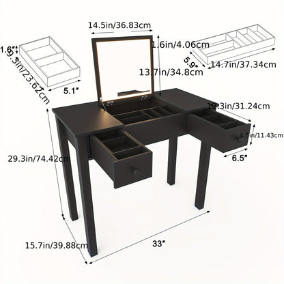 Makeupkap – Kappop – Schminkpop – Opmaakpop – Kaphoofd – Compact Make-up Tafeltje – Opvouwbare Spiegel – Zwarte Houten Afwerking
