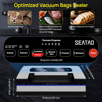 Vacumeermachine – Vacuümsealer – Vacuum Sealer – Sealapparaat – Vacuümmachine – Automatisch – 90 kPa Vacuümkracht met Dubbele Sealfunctie en LED-Verlichting