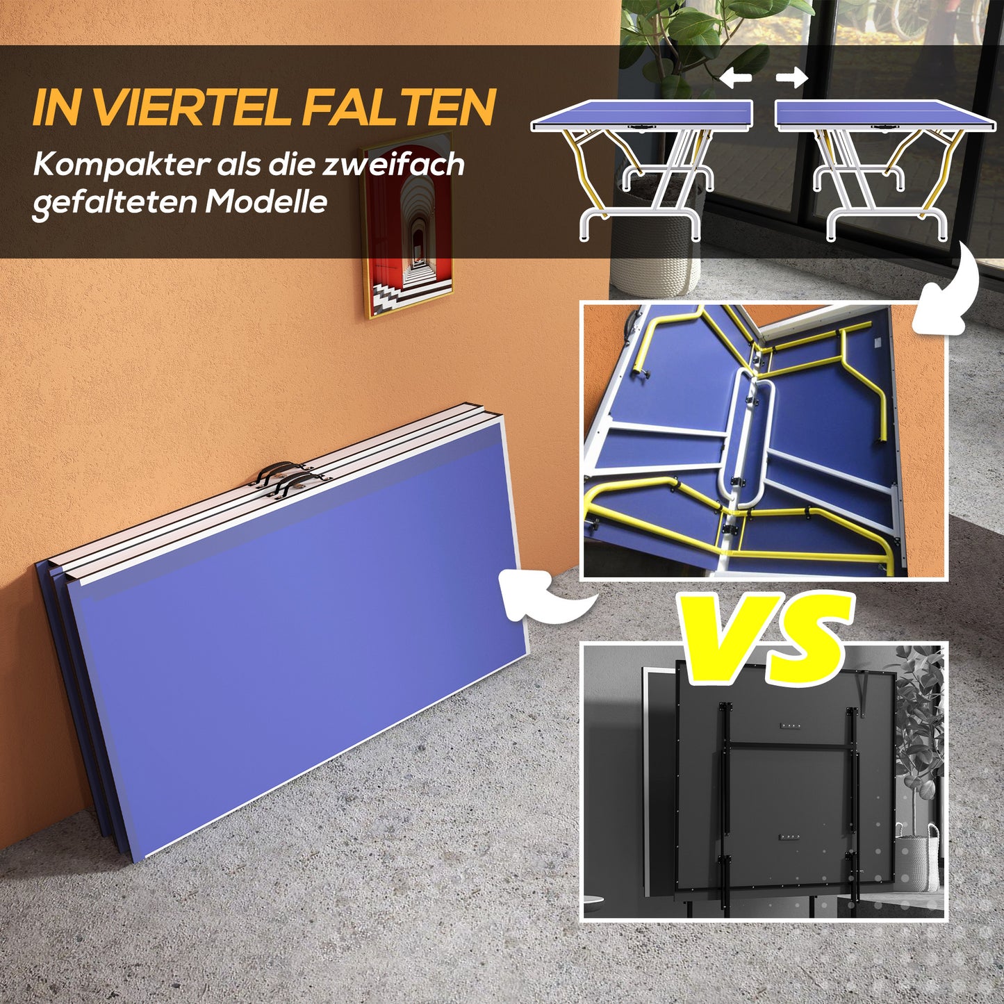 Opvouwbare Tafeltennistafel – Tafeltennistafel Binnen Buiten – Pingpongtafel – Tafeltennisset – Blauwe Tafel – Metalen Frame – Compleet Met Batjes en Net – 274x152x76 cm