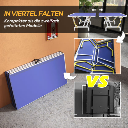 Opvouwbare Tafeltennistafel – Tafeltennistafel Binnen Buiten – Pingpongtafel – Tafeltennisset – Blauwe Tafel – Metalen Frame – Compleet Met Batjes en Net – 274x152x76 cm