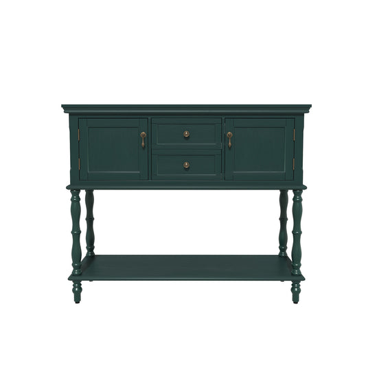 Smalle Sidetable – Console Tafel – Halmeubel – Opbergkast – Sofa Tafel – Diepe Laden & Kast – Vintage Stijl – Stevige Houtlook Afwerking – Variant Groen
