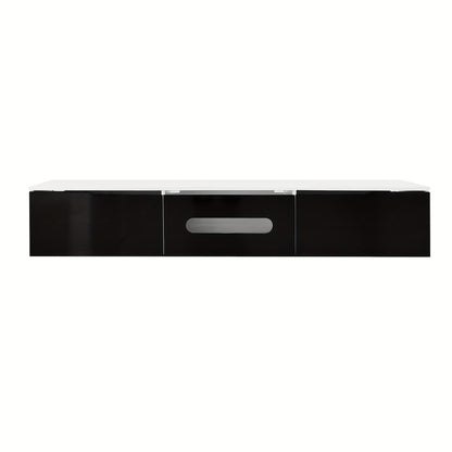 tv meubel – tv kast – televisie meubel – media meubel – tv dressoir – Zwart Wit – 180 cm Lang – Hoogglans Afwerking – Wandmontage