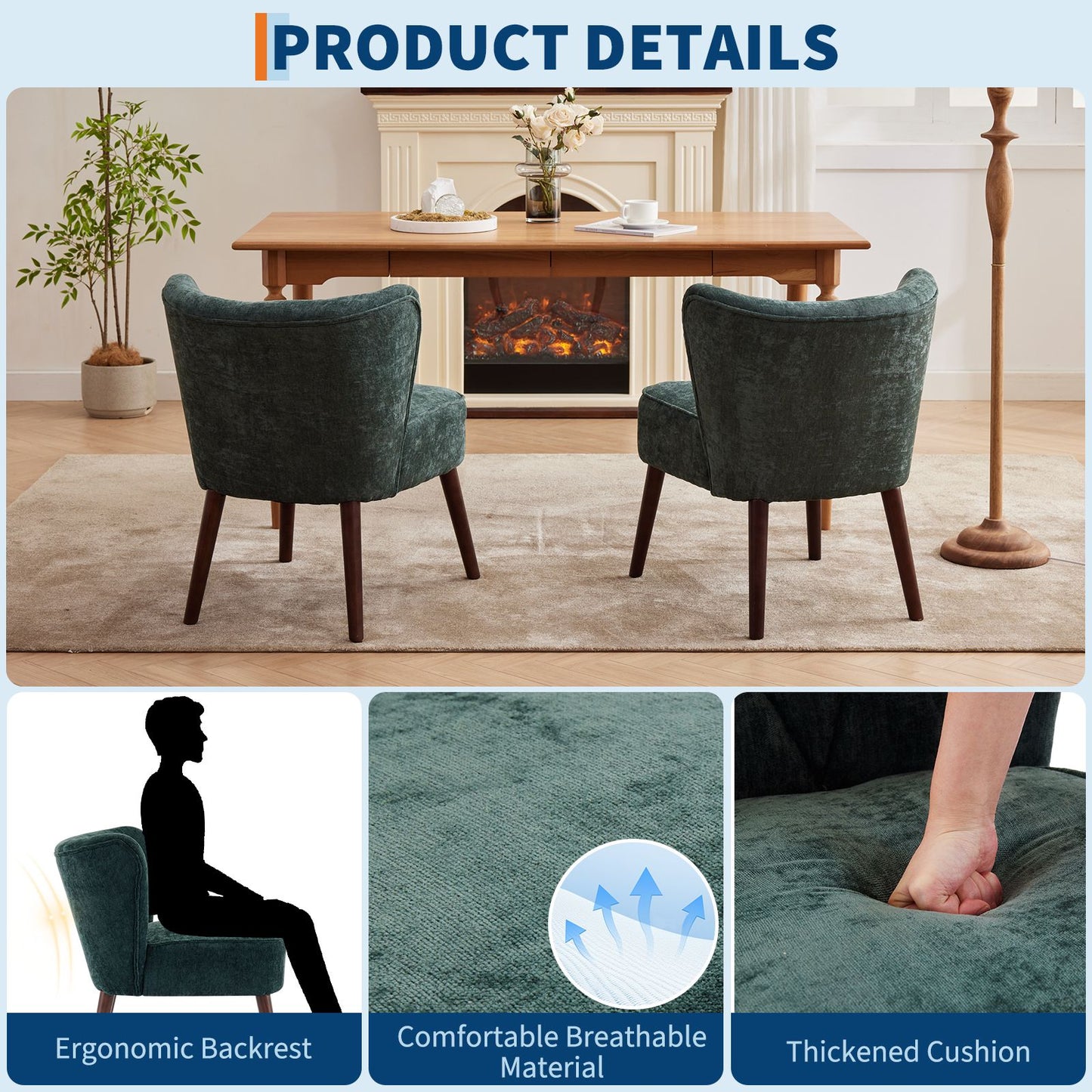Velvet Fauteuil – Relaxstoel – Zitzetel – Leunstoel – Wingbackstoel – Groen – Memory Foam Zitkussen – Stabiele Rubberhouten Poten