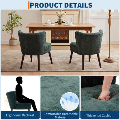 Velvet Fauteuil – Relaxstoel – Zitzetel – Leunstoel – Wingbackstoel – Groen – Memory Foam Zitkussen – Stabiele Rubberhouten Poten