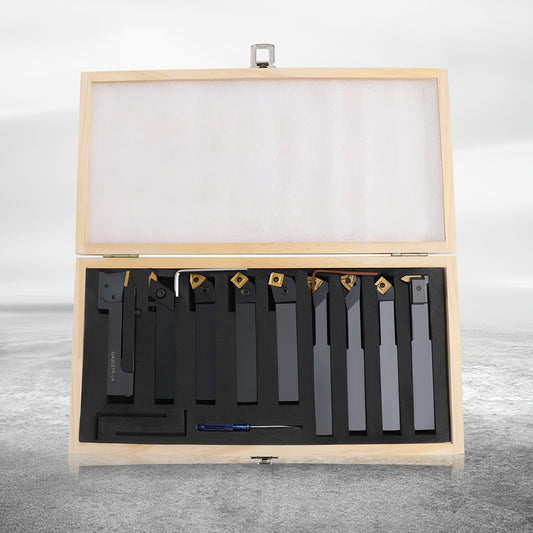 Draaigereedschap Set – Lathe Snijgereedschap – Metaal Bewerking Tool – Toolhouder – Zware Bewerkingsset – 9-delige Set – 20mm Schachtdiameter – Hoogwaardig Staal