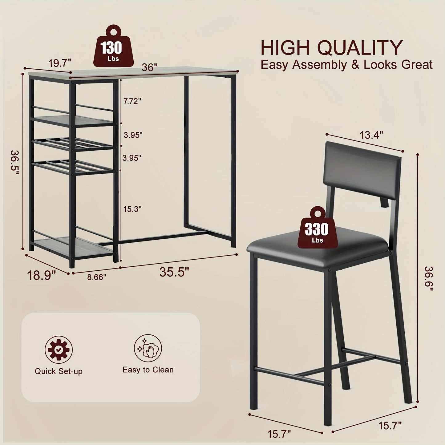 Eettafelset – Eetkamerset – Keukentafel – Zitgroep – Diningset – Compact Grijs – Met Gestoffeerde Stoelen – Opbergruimte – Metaal Frame