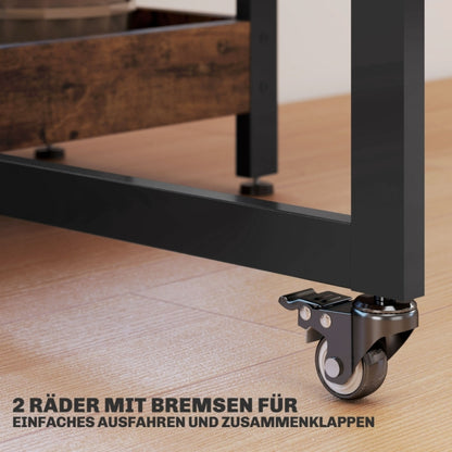 Inklapbare Eettafel – Opklapbare Tafel – Uitklapbare Eettafel – Opvouwbare Eettafel – Vouwtafel – Voor 2-4 Personen – Met 2 Open Planken – Compact en Mobiel – Rustiek Bruin 133,4x80x75 cm