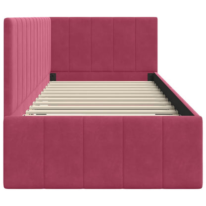 Bedframe – Bedombouw – Ledikant – Slaapkamermeubel – Eenpersoonsbed – Zwart – Hoogwaardig Plaatmateriaal – Fluwelen Hoofdbord