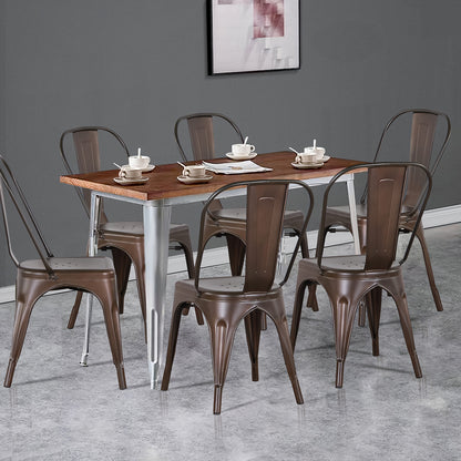 Set Of 4 Metal Chairs with Detachable Backrest, 85x43x46cm Industrial Style Steel Chairs for Kitchen, Cafe, Restaurant & Event Seating, Kitchen Seating, Cafe Furniture, Modern Chairs, Minimalist Design, Steel Frame, Robust Bu