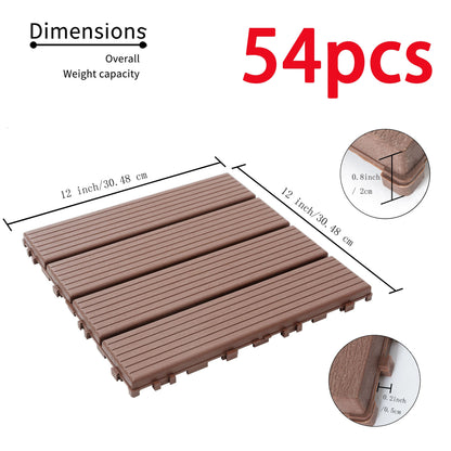 54 Pack Plastic Interlocking Deck Tiles - Waterproof All-Weather PP Material, Interlocking Flooring Tiles with Easy Snap-Together Installation for Patio, Balcony, Poolside, Porch & Backyard - Heavy-Duty Outdoor/Indoor Use