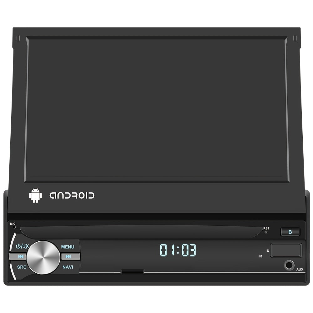 1 DIN Autoradio – Multimedia Radio – GPS Navigatiesysteem – Carplay Radio – Auto Stereo – 7-Inch Uitschuifbaar Touchscreen – Draadloos Android Auto – Met Achteruitrijcamera en DVR-camera