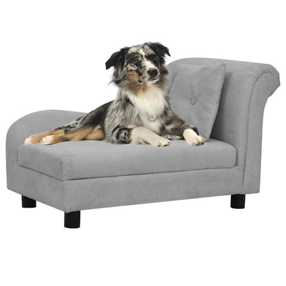 Dierenbank – Huisdieren Sofa – Hondenbed – Kattenmand – Zacht Dierenkussen – Grijs – Stevig Houten Frame – Wasbare Polyester Hoes