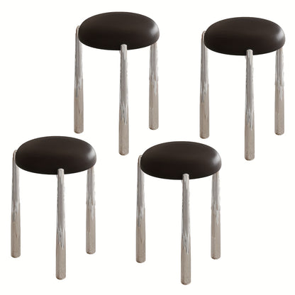 Barkrukken – Krukken – Barstoelen – Eetkamerstoelen – Stoelen – Set Van 4 – Stapelbaar – Zachte Gevoerde Zitting – Ruimtebesparend – Zwart – Zonder Armleuningen