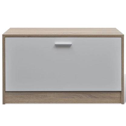 Schoenenkast – Schoenenrek – Schoenenopberger – Schoenenbank – Halkast – Hout & Kunstboard – 3-Delige Set – Eikenhout Kleur & Wit