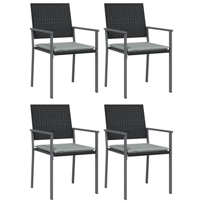Tuinstoelen – Buitenstoelen – Terrasstoelen – Tuinmeubilair – Zwart Poly Rattan – Stevig Stalen Frame – Inclusief Kussens