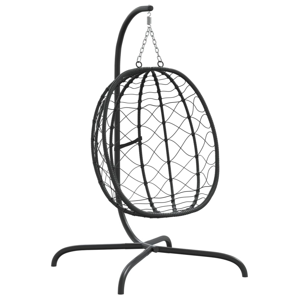 Hangstoel – Hangfauteuil – Schommelstoel – Tuinstoel – PE-Rattan – Weerbestendig – Stalen Frame – Schommelfunctie – Antraciet