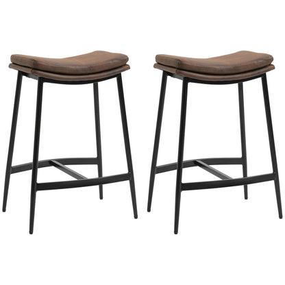 Barstoel – Barkruk – Hoge Stoel – Barstoel Industrieel – Kruispoot Kruk – Stalen Frame – Gestoffeerde Zitting – 48,5x38,5x68,5 cm – Set Van 2 – Voetsteun
