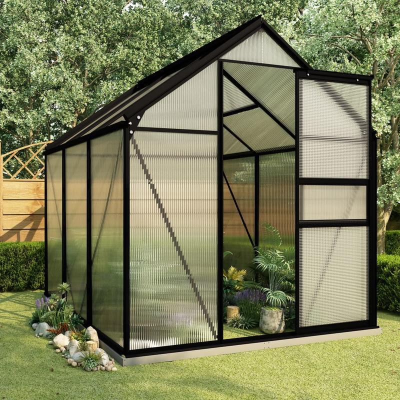 Kas – Kweekkas – Tuinkas – Plantenkas – Broeikas – Antraciet Aluminium Frame – Weerbestendig Met Stevige Fundering – Compact 3,61 m²